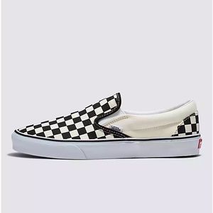 Vans black white checkerboard slip on sneakers